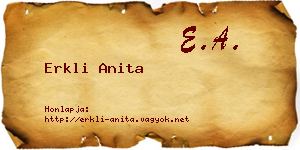 Erkli Anita névjegykártya